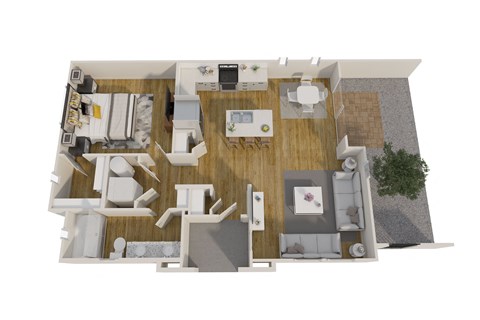 Floor plan for 1 bed, 1 bath, 808 sqft
